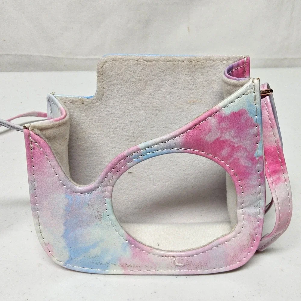 Fujifilm Instax Camera Case Unisex OS‎ Pink Blue Watercolor Tie Dye Faux Leather